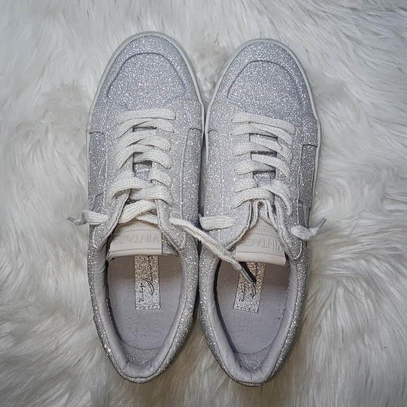 Vintage Havana Kara Silver Matt Star Glitter Sequins Sneakers - Picture 5 of 10